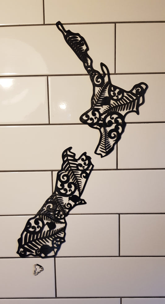 New Zealand Fern Map Vinyl Display